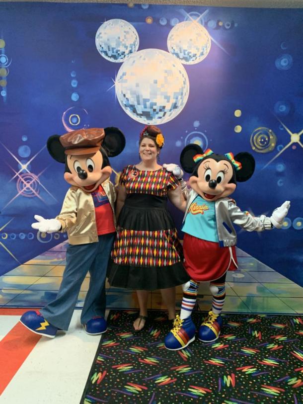 , Stayin’ Alive at D23’s Mickey Mouse Roller Disco Party