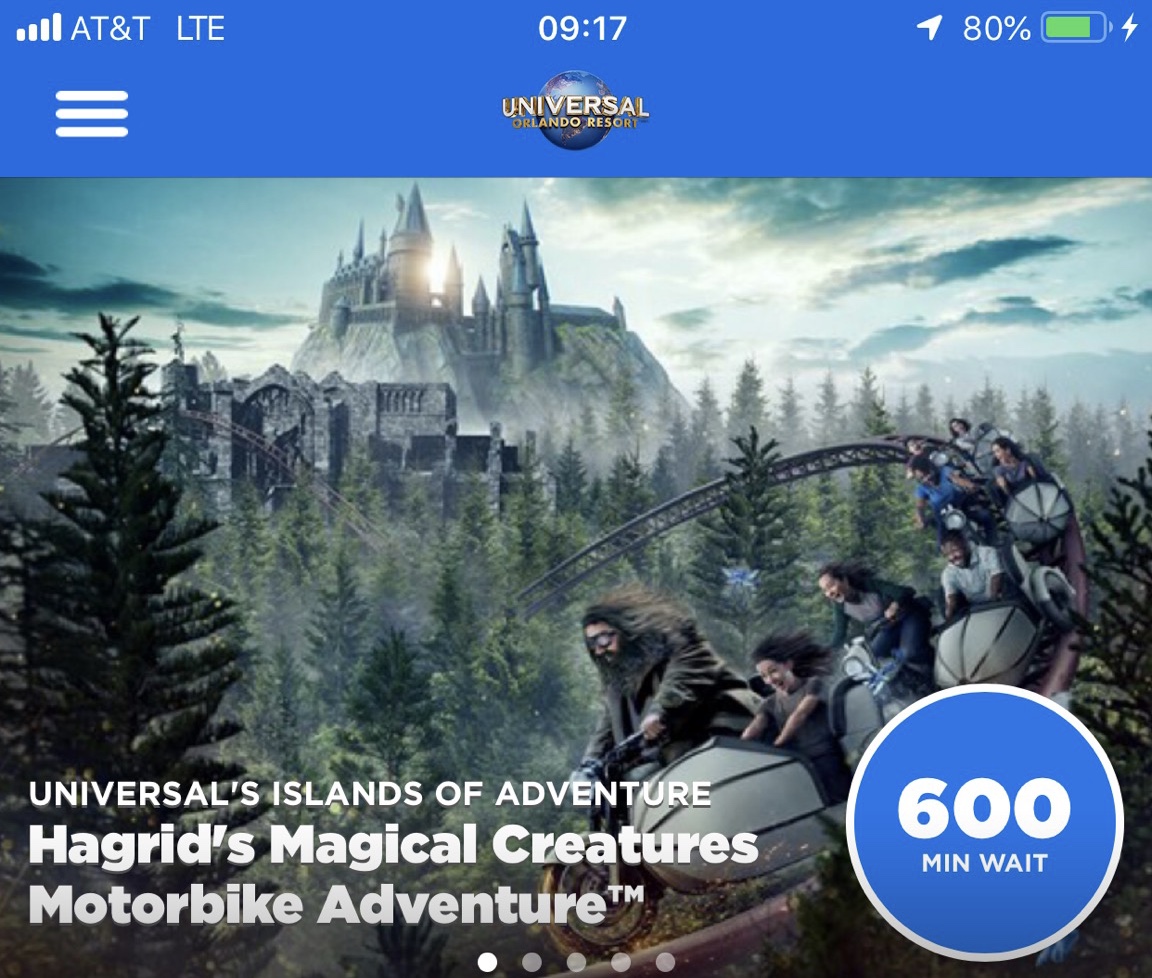 Hagrid's Motorbike Adventure - Wait 600 minutes