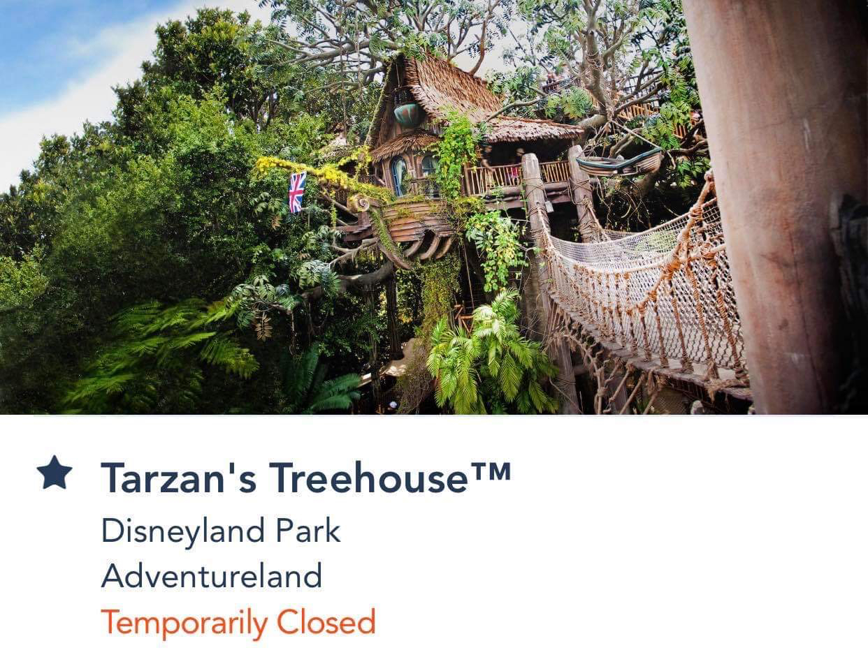 , Breaking News &#8211; Tarzan&#8217;s Treehouse Emergency Closes at Disneyland