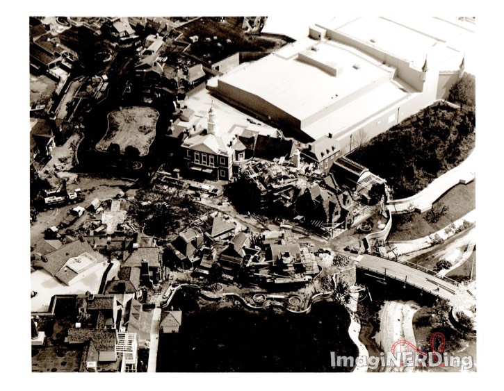 The haunted mansion and parts of Liberty Square under construction at Walt Disney World