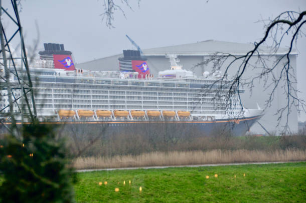 Disney Fantasy under construction at the Meyer Werft shipyard in Papenburg, Germany, Copyright Jason Leppert