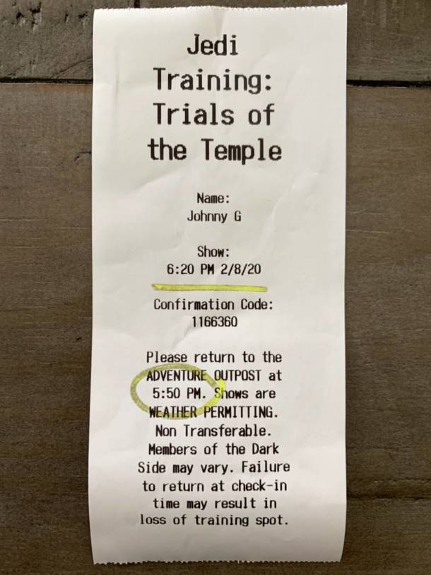 Jedi Training Academy Confirmation