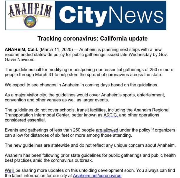Coronavirus Update, Coronavirus Update – Pressure Builds for Disneyland and California Attractions