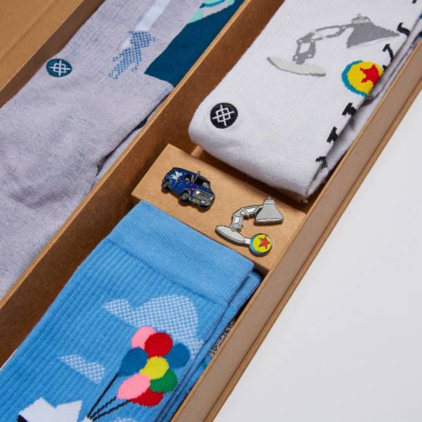 A look at the pins included at The Pixar Big Box by Stance Socks