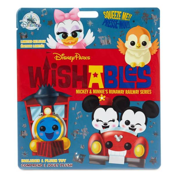 The packaging for the Mickey and Minnie's Runaway Railway series of Wishables