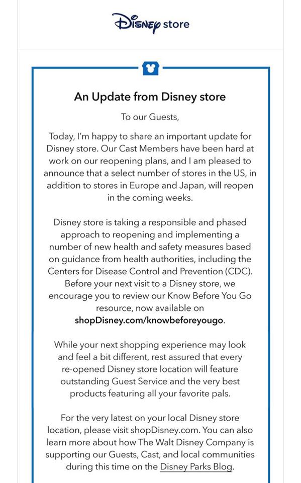 Disney store, Calling All Shoppers: Disney Store Announces Reopening Plans!