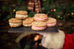 North Pole Oatmeal Toffee and White Chocolate Raspberry Cookiewiches