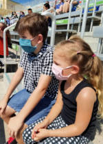 SeaWorld kids wearing masks
