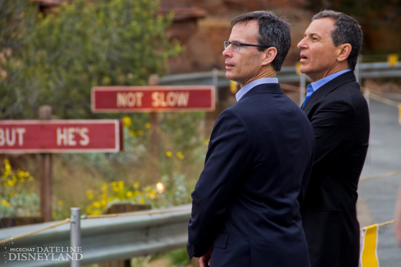 Bob Iger and Tom Staggs in Cars Land on opening day, 2012.