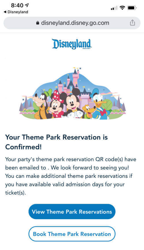 Disney Theme Park Reservations