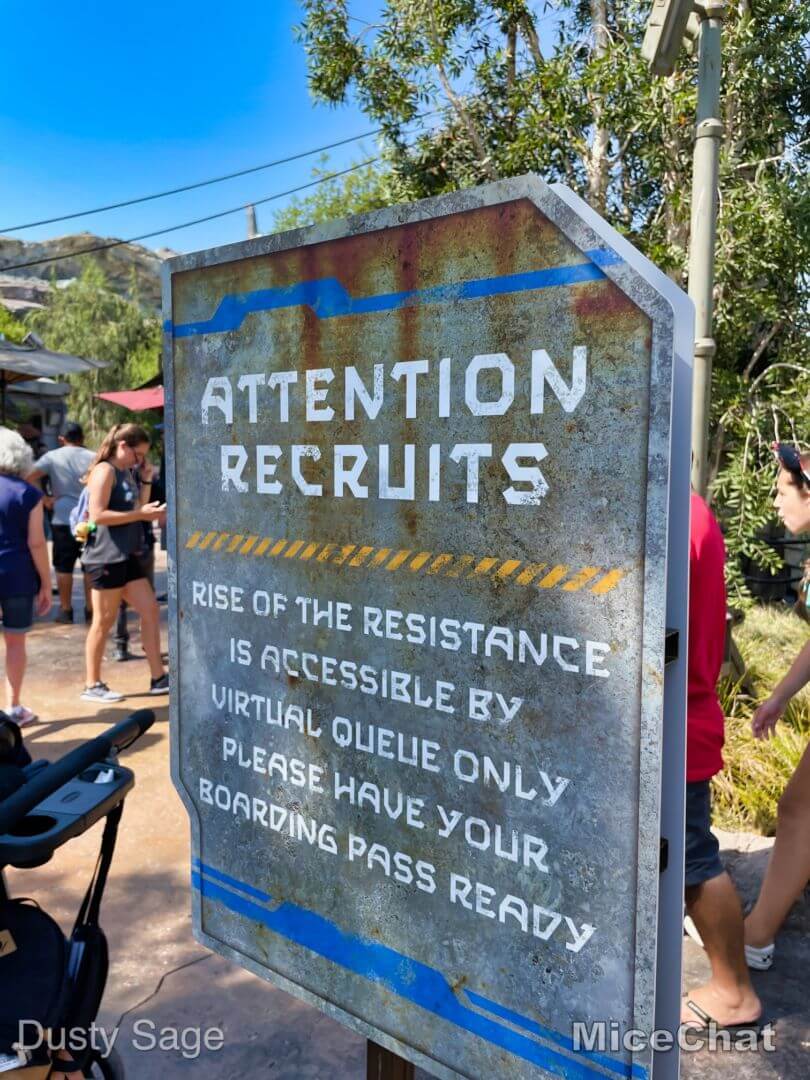 Rise of the Resistance boarding pass sign