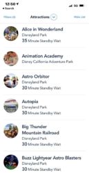 Disneyland Waits 1pm 1