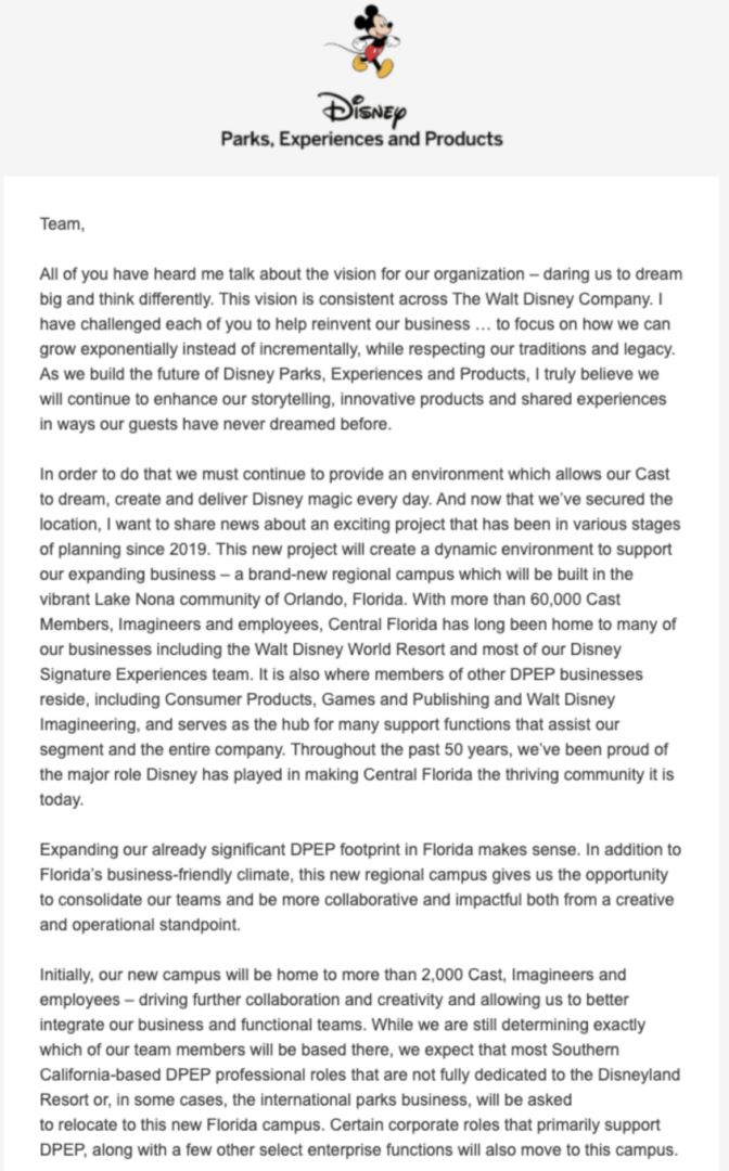 , CANCELED – Disney Parks Experiences & Products NOT Relocating to Orlando!