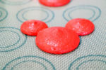 Jolly Holiday Raspberry Mickey Macaron on baking sheet 5-micechat
