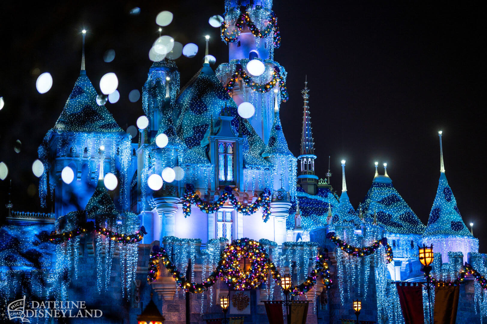 Disneyland Christmas castle lights