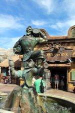 Walt Disney World Magic Kingdom Gaston’s Tavern Giant Cinnamon Roll MiceChat Beauty and the Beast exterior fountain