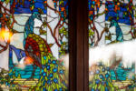 Disneyland Disney California Adventure DCA Magic Key Terrace refurbishment retheme enhancement peacock stained glass detail DSC_0252-X5