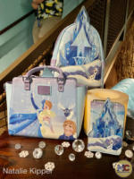 loungefly-frozen castle collection-mini backpack-crossbody bag-zip around wallet
