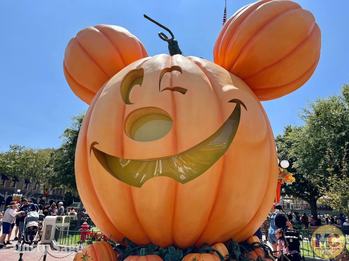 The Iconic Disneyland Halloween giant pumpkin on in Town Square