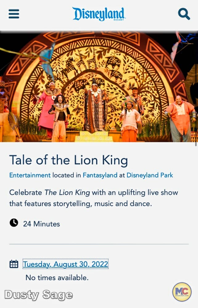 Disneyland Entertainment Lion King Schedule micechat MiceChat disneyland-entertainment-lion-king-schedule-micechat-micechat