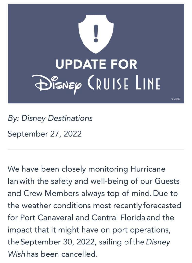 hurricane, UPDATED! Hurricane Ian WDW Park Closures, Cruise Delays, Cancellation Policies & More