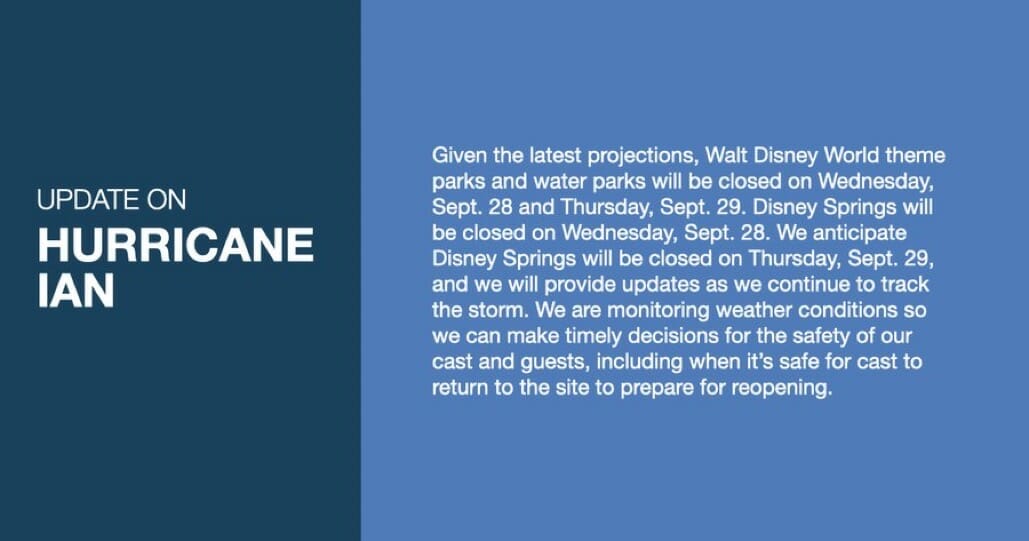 hurricane, UPDATED! Hurricane Ian WDW Park Closures, Cruise Delays, Cancellation Policies &#038; More