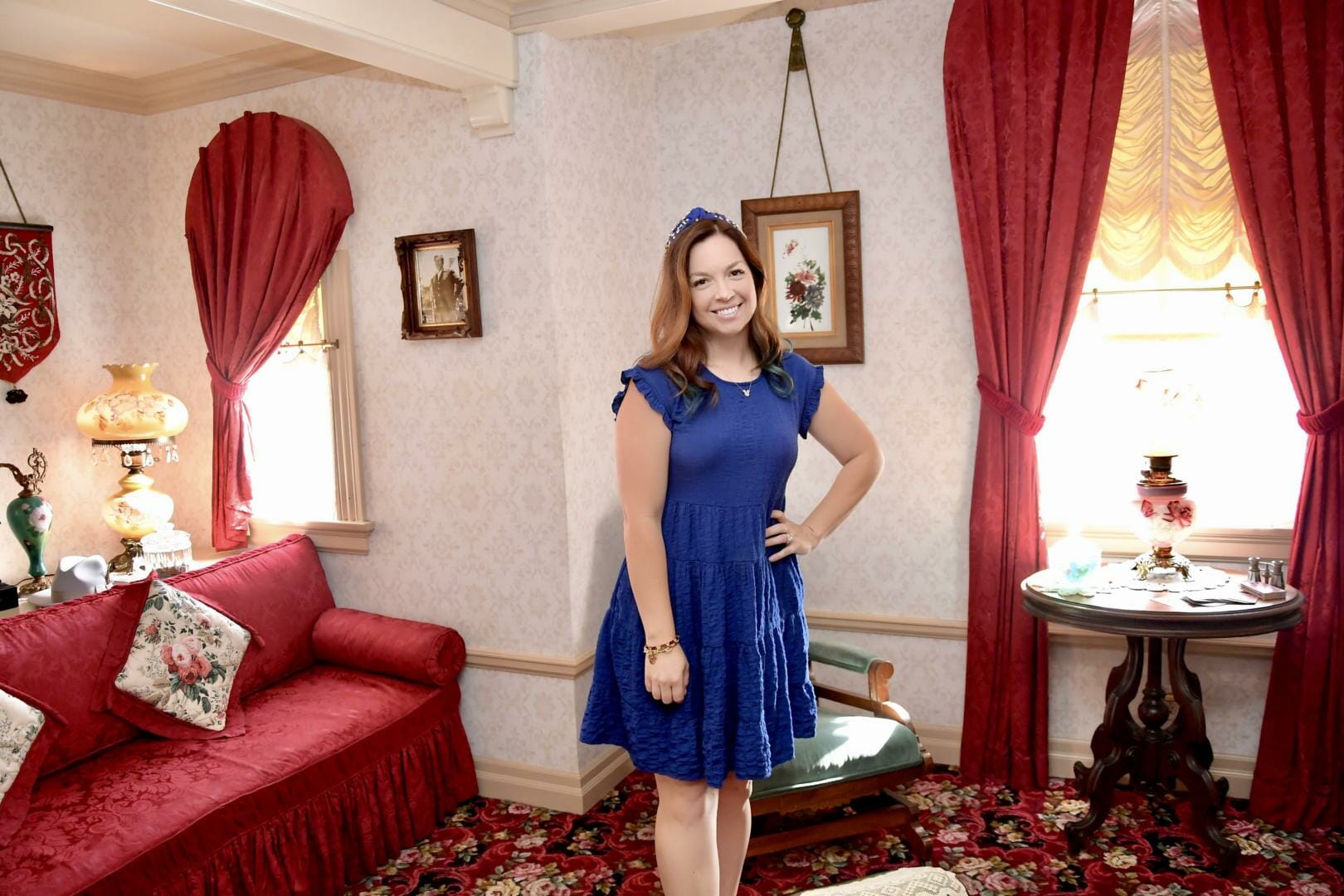 Disneyland writer Kristen Carr pictured inside Walt's apartment on the Walt's Main Street Story Tour