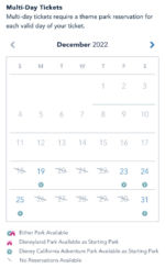 Disneyland Park Reservations December 2022