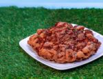 Cornbread Funnel Cake with Honey and Pulled Pork