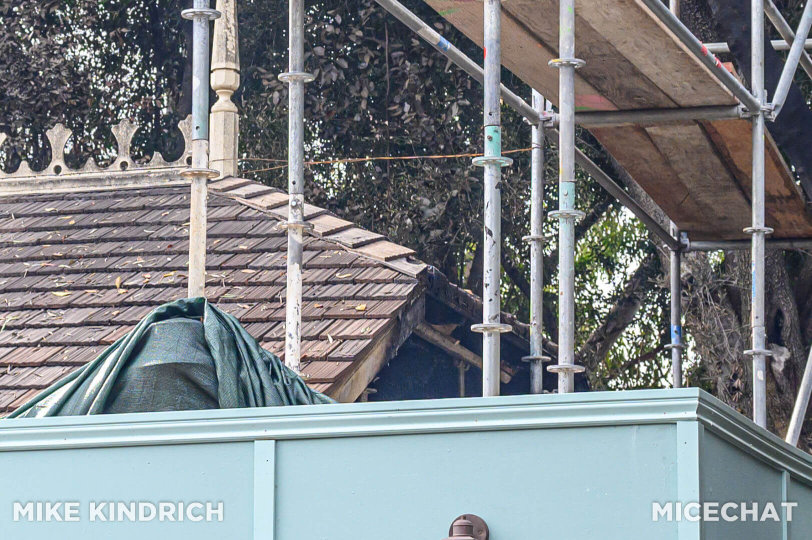 Fire damage at the New Orleans Square train station