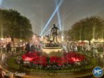 disneyland-Beauty Walt Mickey Statue lights rain-MiceChat