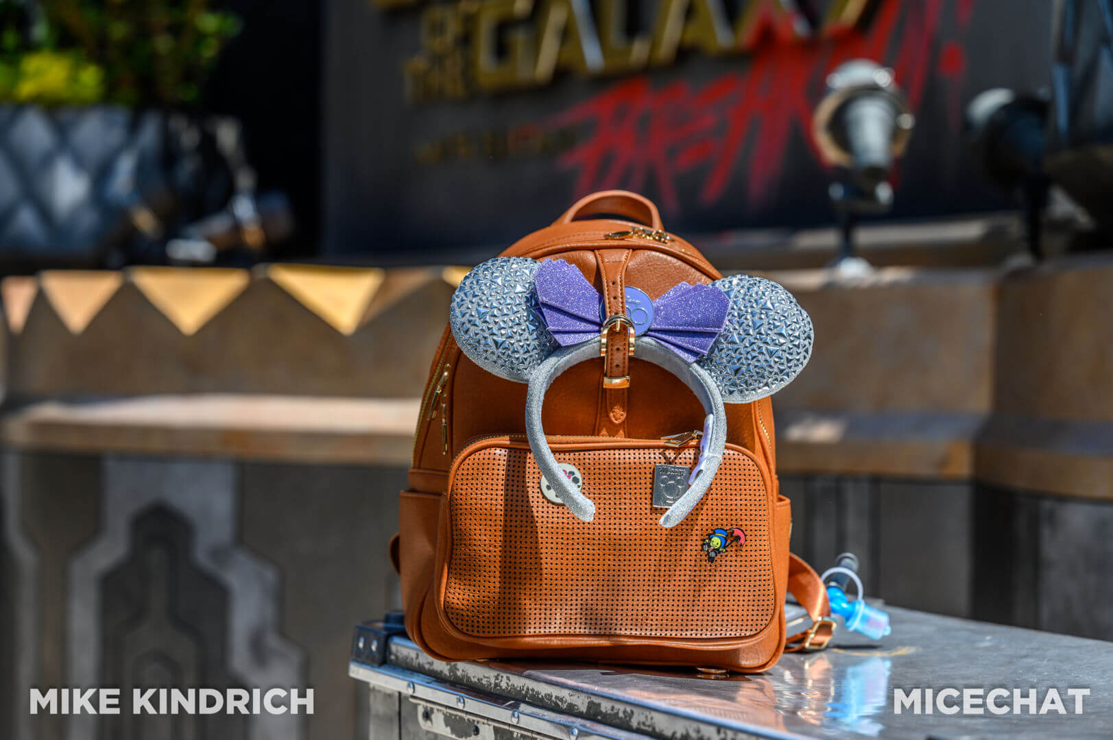 The Rope Drop Backpack in front of the Guardians of the Galaxy - Mission: Breakout in Disney California Adventure