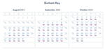 Disneyland Enchant Key Calendary Aug Sept Oct 2023