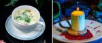 Disneyland-cafe orleans-potato and sausage soup and haunted mansion candle dessert