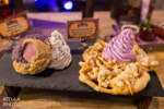 034_Knott’s_Boysenberry_Festival_Preview_Boysenberry Gourmet Cookie A La Mode, Mini Funnel Cake with Boysenberry Ice Cream and Powdered Sugar
