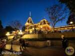 Disneyland-This That Blues Train Station lights night- MiceChat