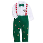 Disney Store-Disney Holiday merchandise 2024-santa mickey mouse holidy shirt and pants set for baby