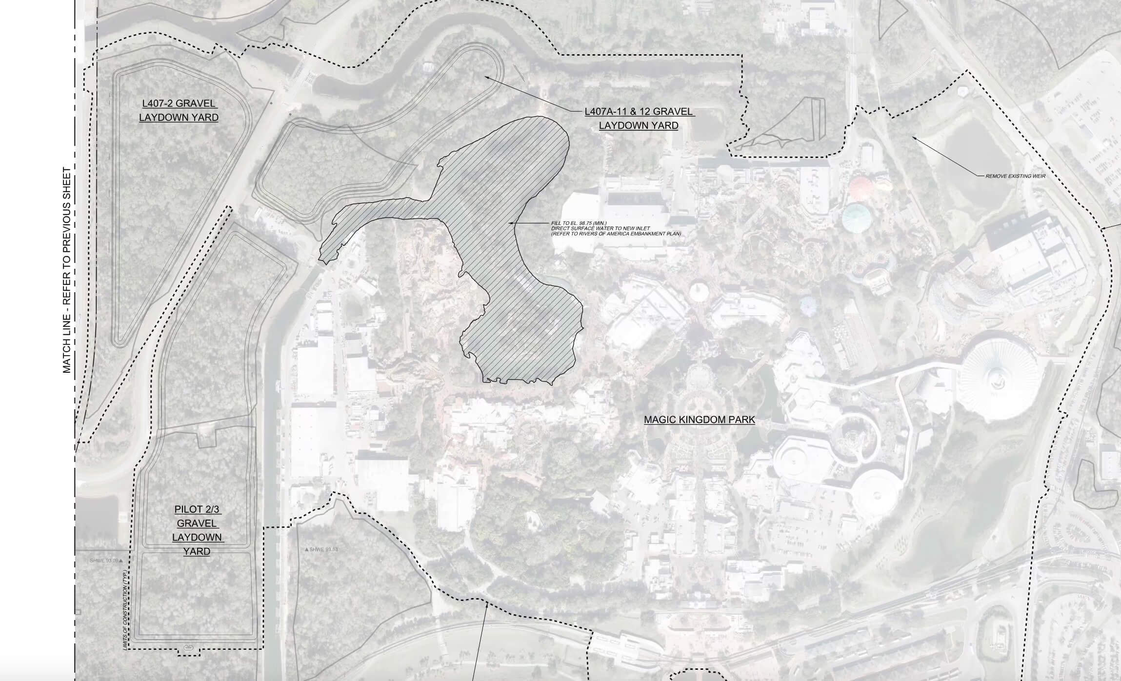 Rivers of America construction plans