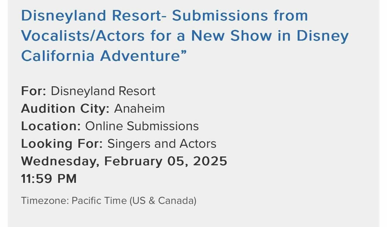 Disneyland casting call