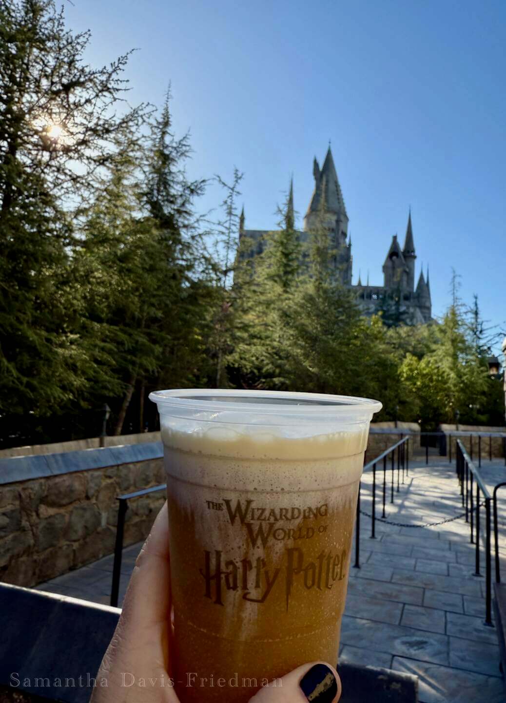 Butterbeer in front of Hogwarts Castle