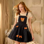 Disney Store-Disney Halloween merchandise 2025-Mickey Mouse Family Halloween collection-Minnie Mous Jack-o’-lantern overalls romper for women by her universe