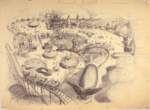 Bruce Bushman, Fantasyland concept art, c. 1954; Collection of the Walt Disney Family Foundation, © Disney