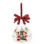 Disney Store-disney holiday merchandise 2025-Santa Mickey and Minnie Mouse Happy Holidays 2025 Glass Ornament-1