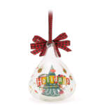 Disney Store-disney holiday merchandise 2025-Santa Mickey and Minnie Mouse Happy Holidays 2025 Glass Ornament-2