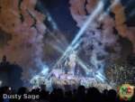 Disneyland beauty christmas castle fireworks spotlights with smoke MiceChat