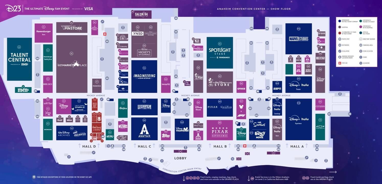 D23 2026 show floor map for the Anaheim Convention Center