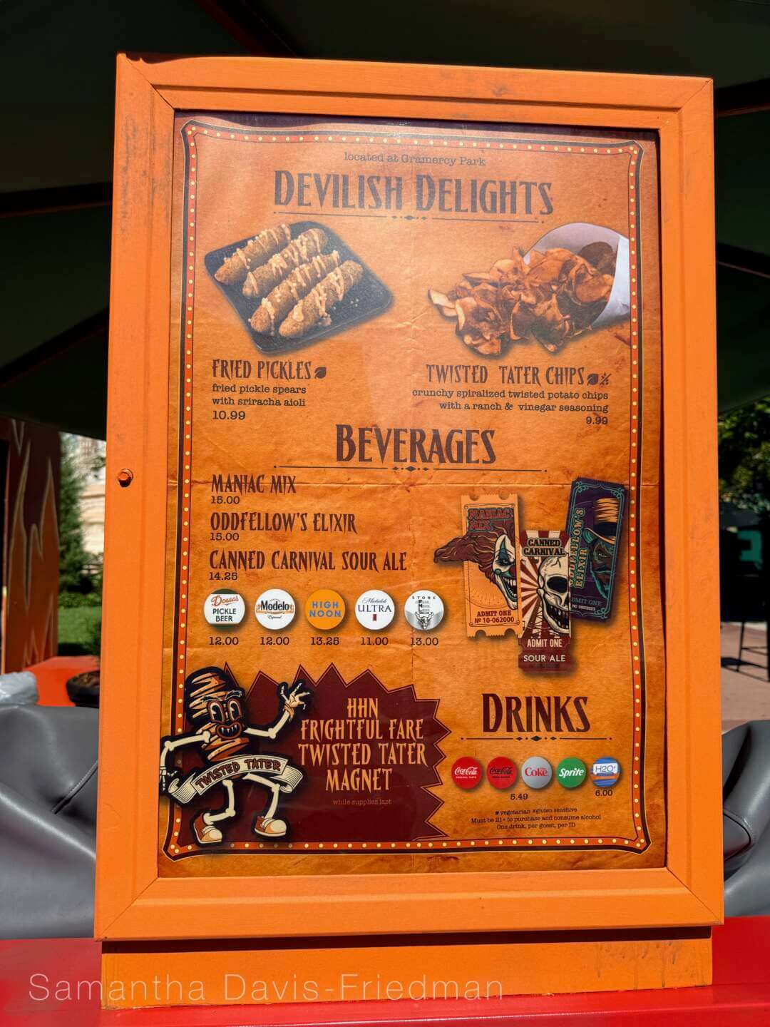 Devilish Delights food booth menu at Halloween Horror Nights 2026