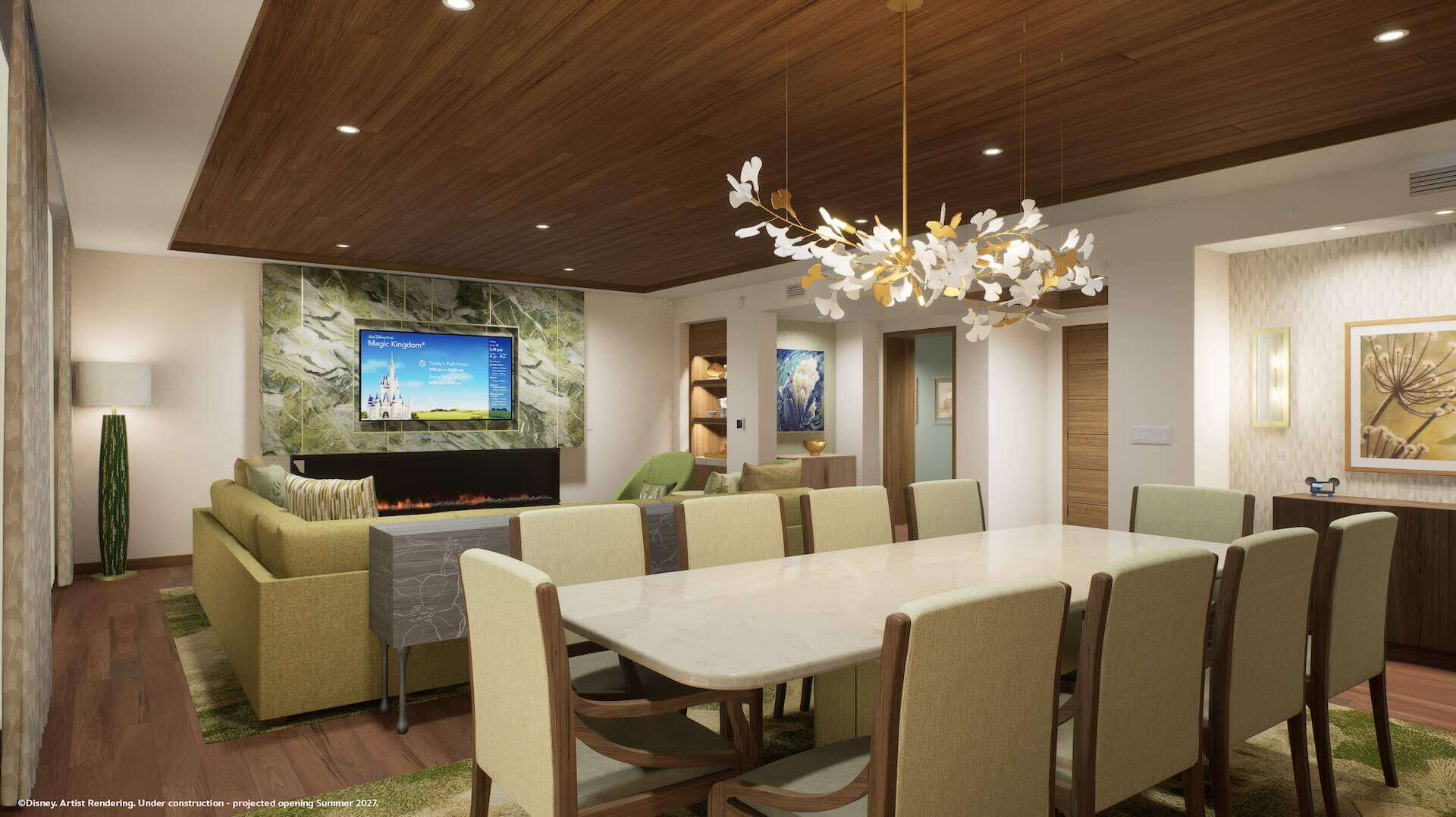 Concept art of a three-bedroom Grand Villa inspired by Fantasia at Disney Lakeshore Lodge