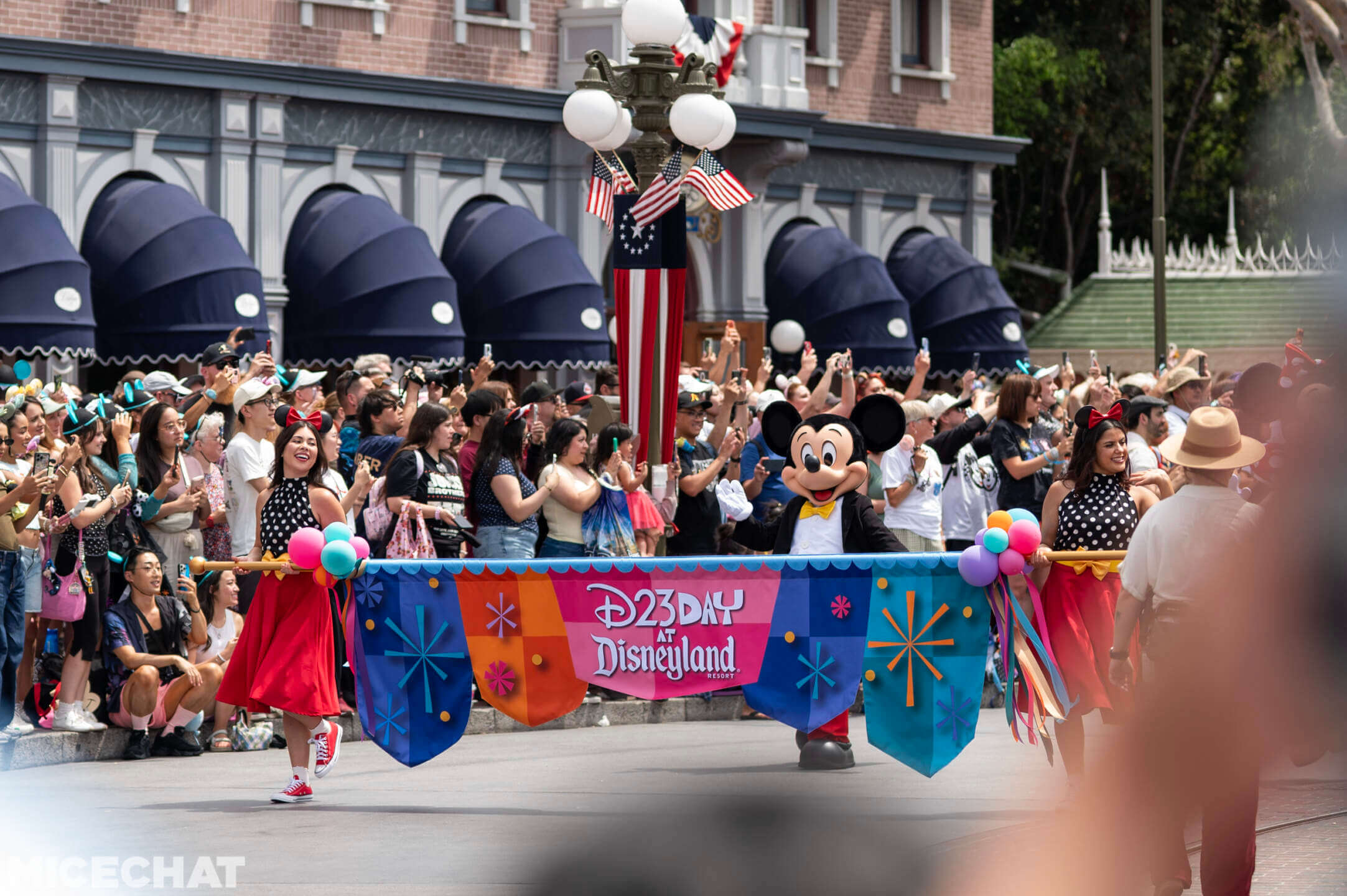2026 Disney Legends cavalcade rolls down Main Street at Disneyland during D23 Day