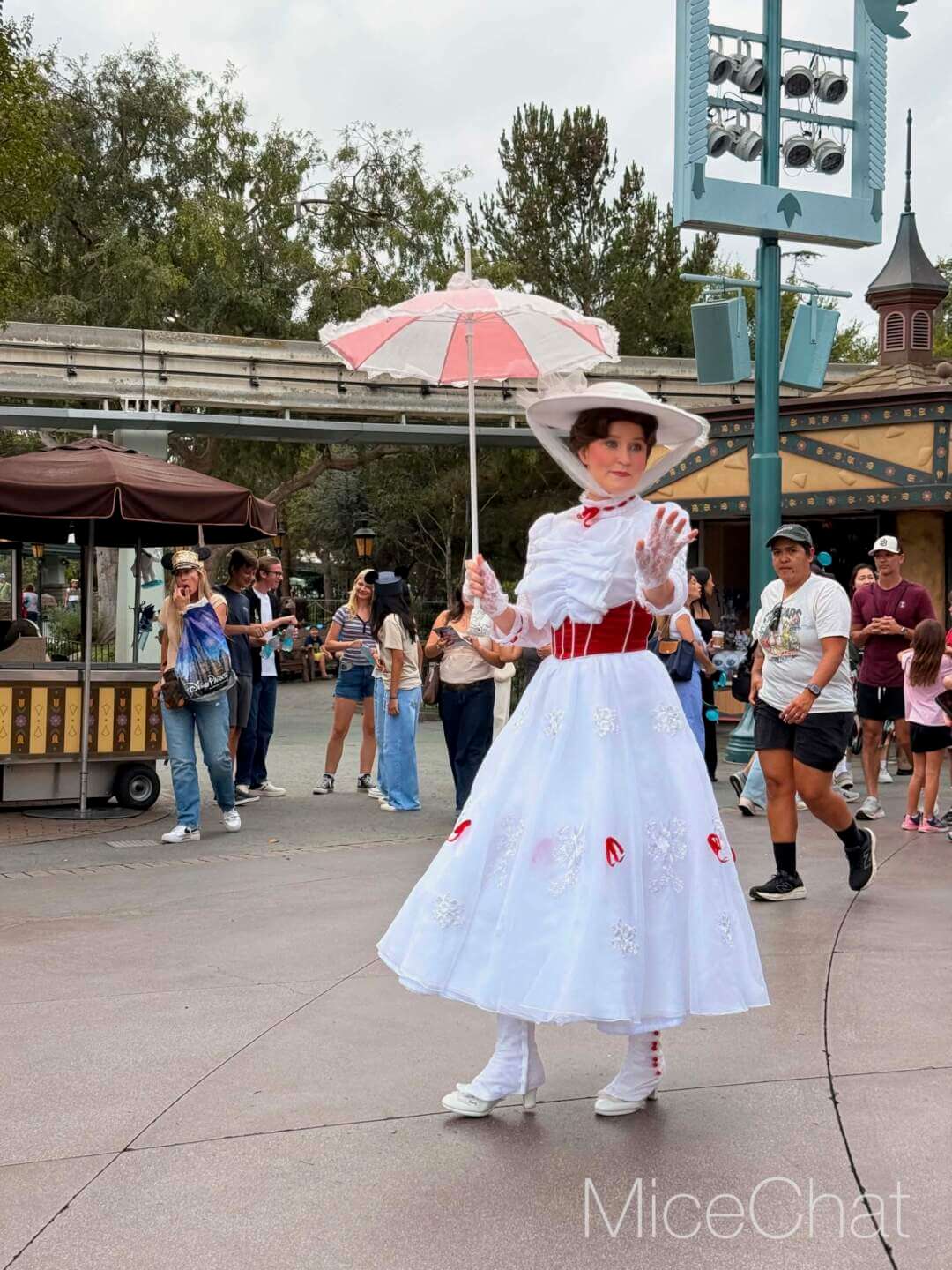 Mary Poppins greets guests at the Disneyland Resort